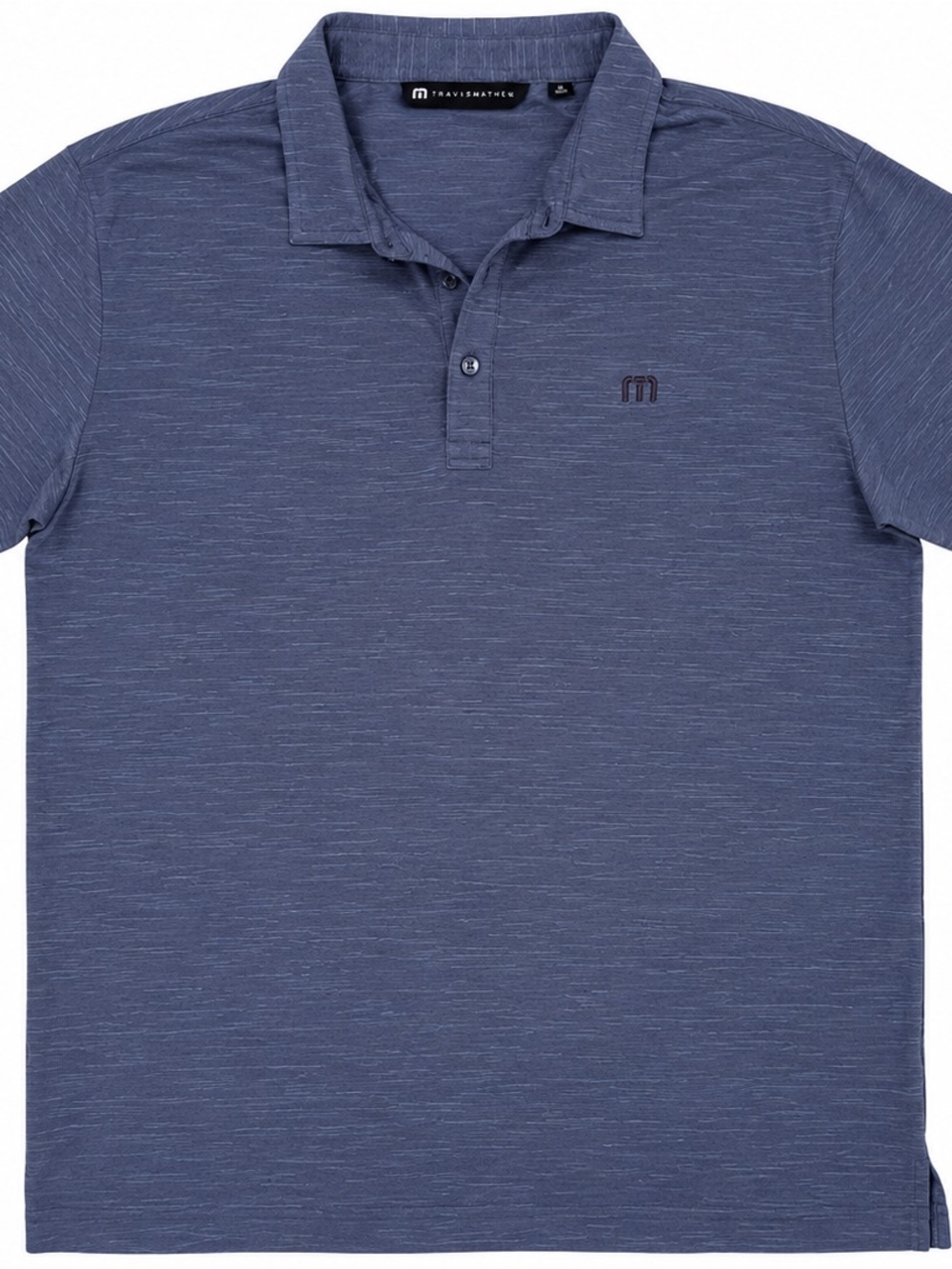 Travis Mathew Heathered Indigo Short-Sleeve Polo